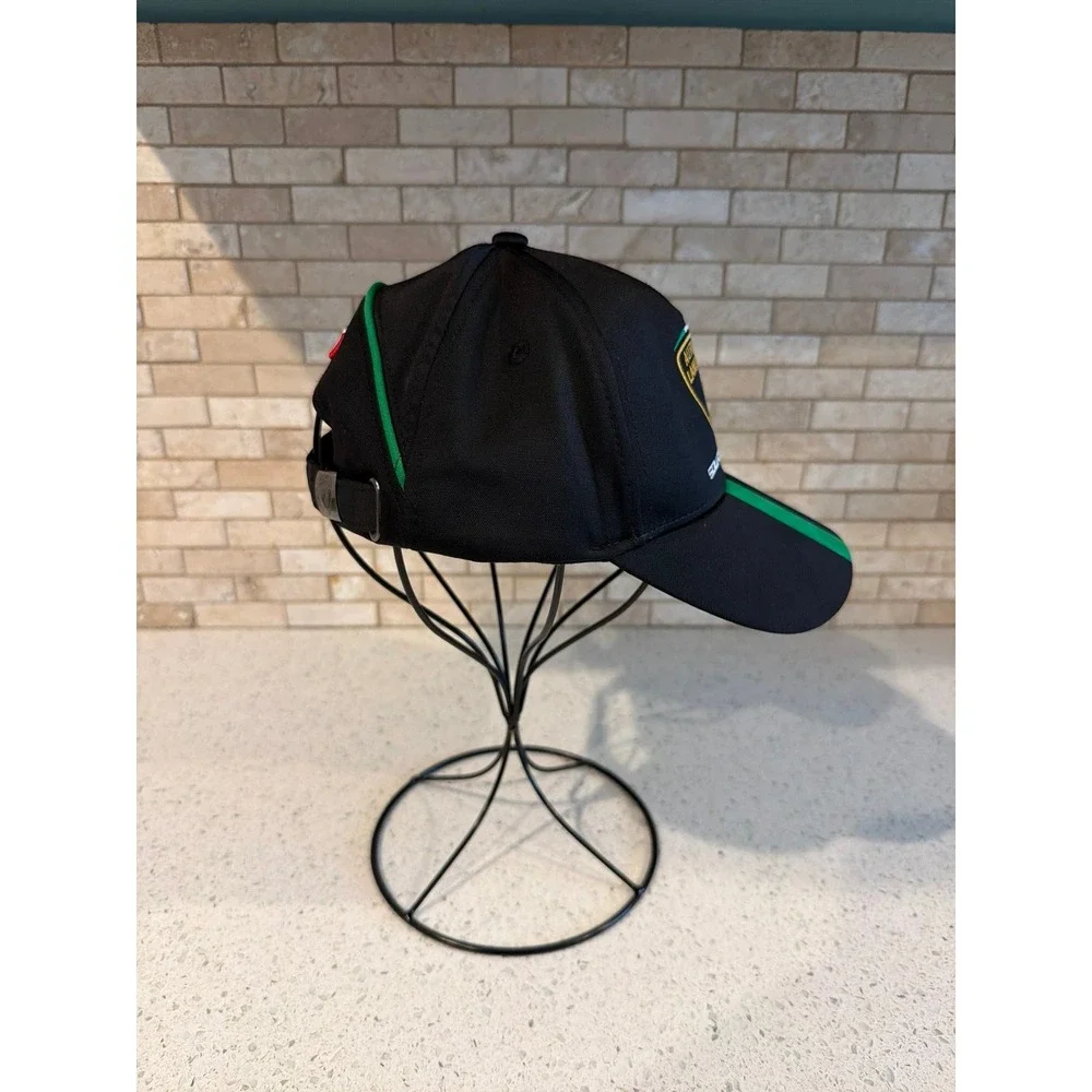 Lamborghini Squadra Corse Black Green Strapback Hat Racing Cap Embroidered Logo